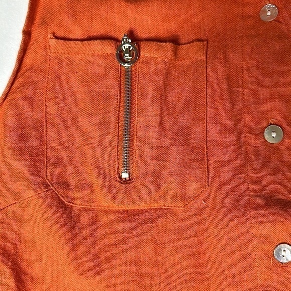 Je t’aime Short Sleeve Botton Down Blouse Pearl Button Size Medium Rust Orange - Picture 6 of 8